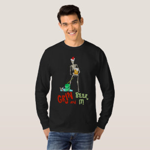 Camiseta GRIN e CERVEJA É Engraçado Esqueleto de Natal