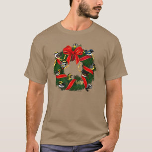 Camiseta Grinalda do Natal das toutinegras de Birdorable