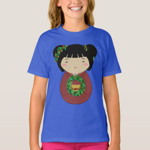Camiseta Grinalda do Natal de Kokeshi