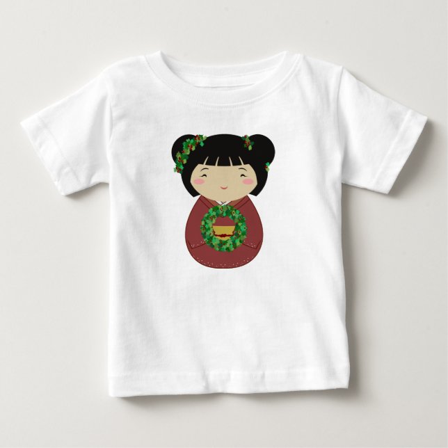Camiseta Grinalda do Natal de Kokeshi (Frente)