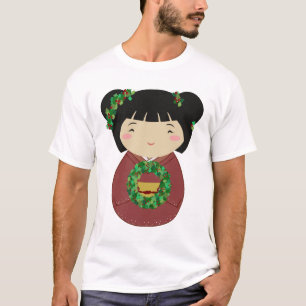 Camiseta Grinalda do Natal de Kokeshi