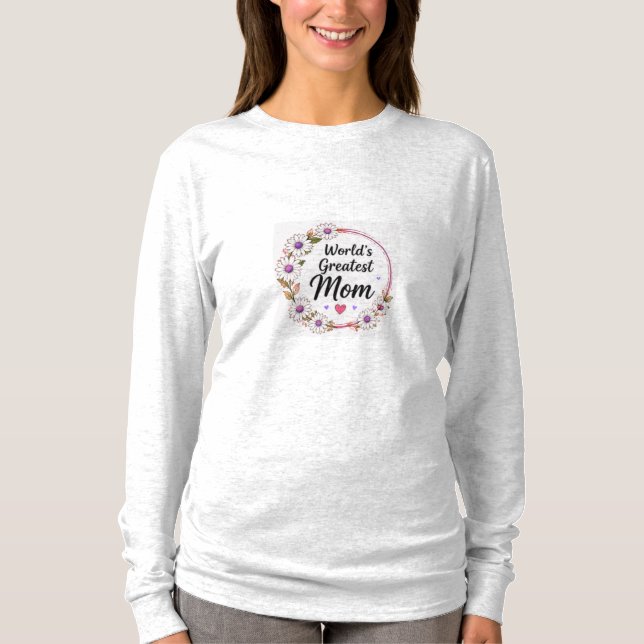 Camiseta Grinalda Floral de Margaridas para a Melhor Mãe do (Frente)