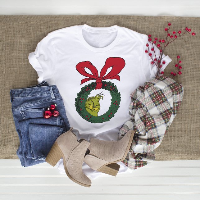 Camiseta Grinch Clássico | Coroa de Natal (Criador carregado)