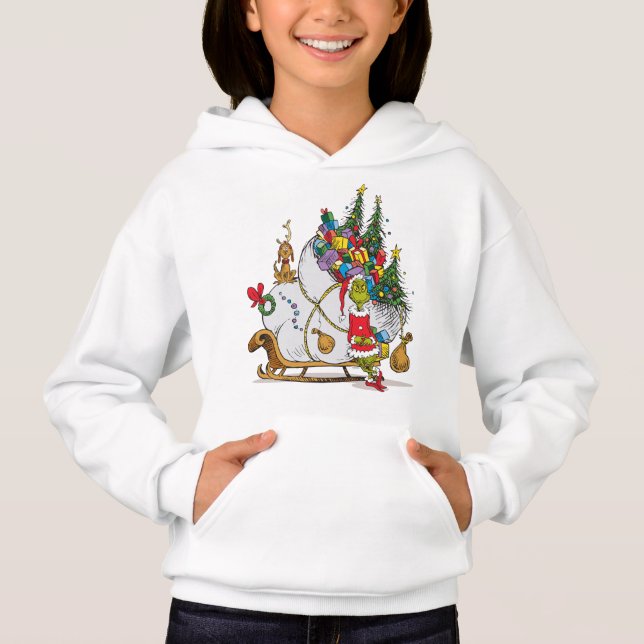 Camiseta Grinch Clássico | Grinch & Max com Trenó (Frente)