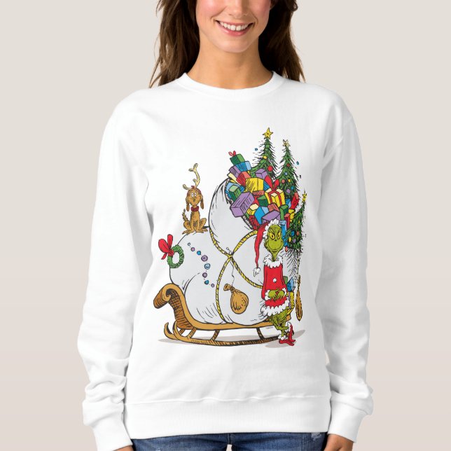 Camiseta Grinch Clássico | Grinch & Max com Trenó (Frente)