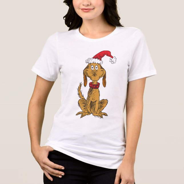 Camiseta Grinch Clássico | Max - Chapéu de Papai Noel (Frente)