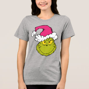 Camiseta Grinch com Chapéu de Papai Noel Rosa