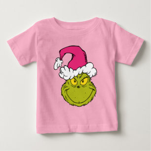 Camiseta Grinch com Chapéu de Papai Noel Rosa