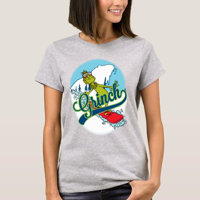 Camiseta Grinch fazendo snowboarding (Frente)