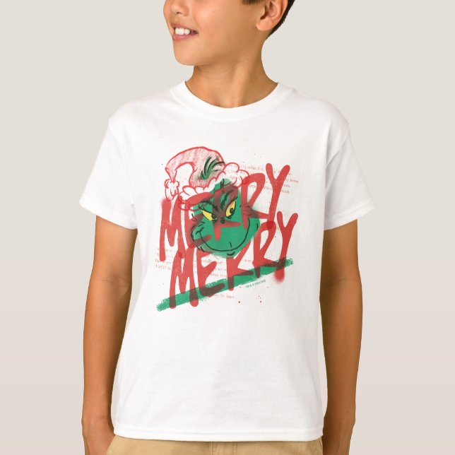 Camiseta Grinch | Grunge Gráfico Alegre Alegre (Frente)