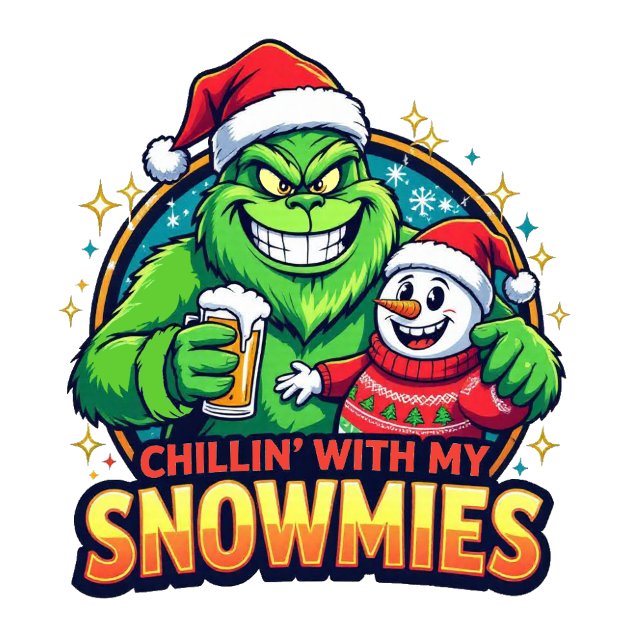 Camiseta Grinchy Bigfoot chillin With My Snowmies (Criador carregado)