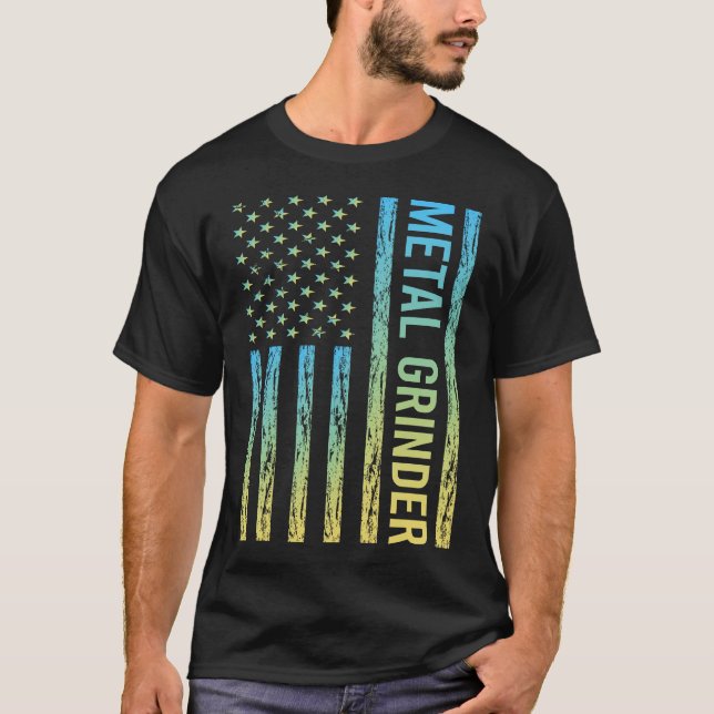 Camiseta Grinder de Metal Amarelo Azul (Frente)