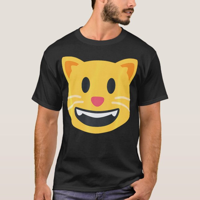 Camiseta Grinning Cat Emoticon happy smiling Face (Frente)