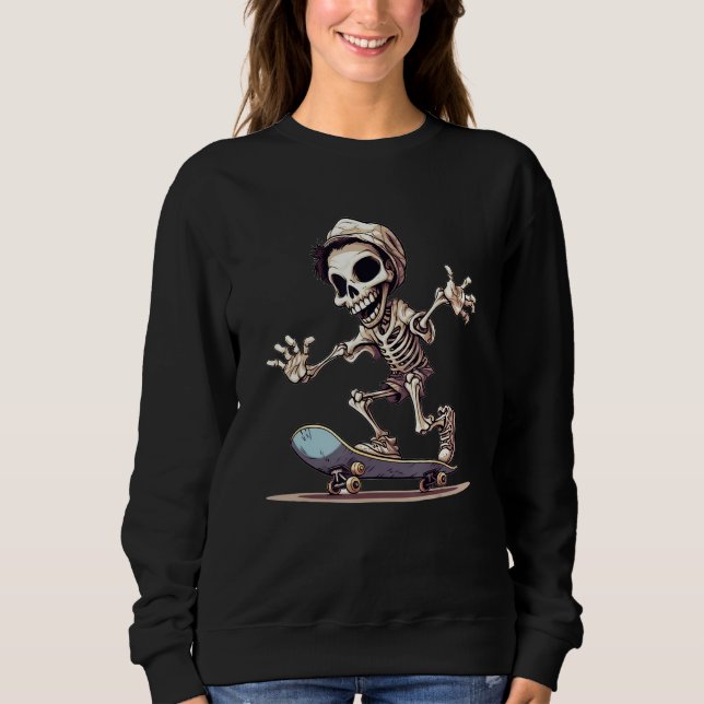 Camiseta Grinning Grind Skeleton Skater Graphic for Streetw (Frente)