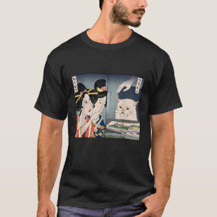 Camiseta Gritando Com Memórias De Gato Tradicional Japonês