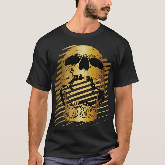 Camiseta Gritando com o crânio Dourado (Frente)