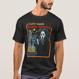 Camiseta Gritando com o Gritar de Ghostface assistindo film