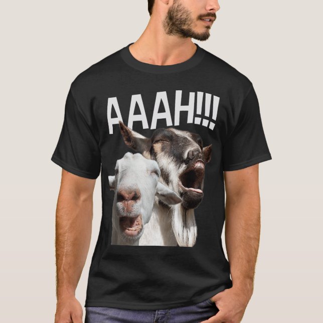 Camiseta Gritando Goats AAAH Engraçada Cabra Louca (Frente)
