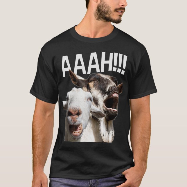 Camiseta Gritando Goats AAAH Engraçada Cabra Louca (Frente)