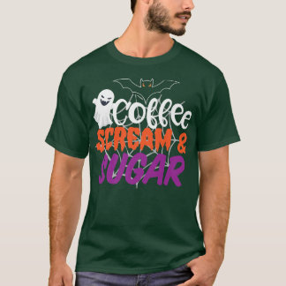Camiseta Gritar de café e Feliz Dia das Bruxas de Açúcar