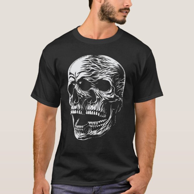 Camiseta Gritar de crânio piscante - Crânio gótico escuro (Frente)