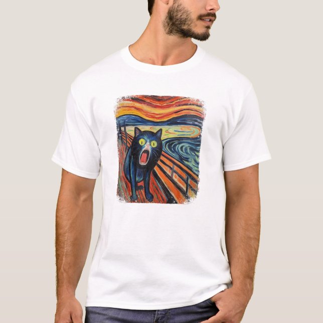 Camiseta gritar engraçado de CAT por Edvard Expressionism (Frente)