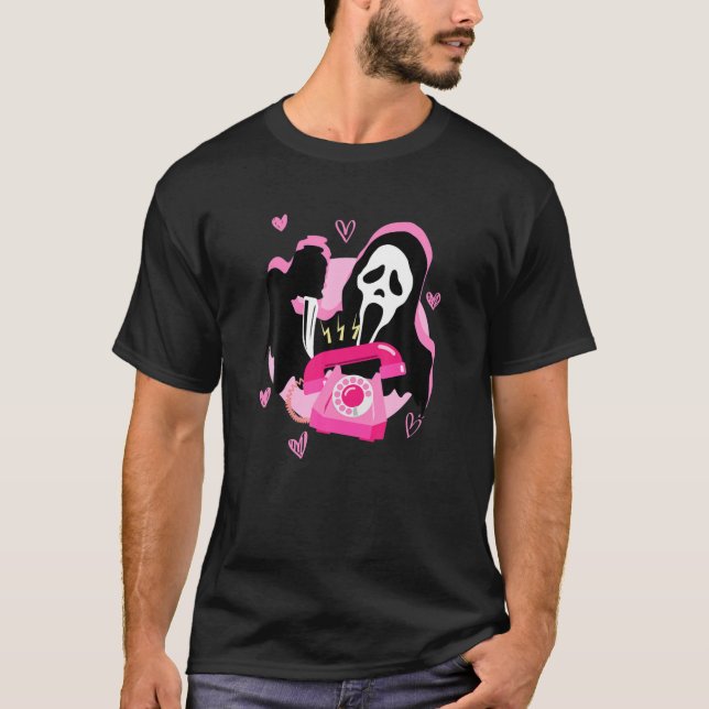 Camiseta Gritar Fantasma Chamando Cara Engraçado Halloween (Frente)