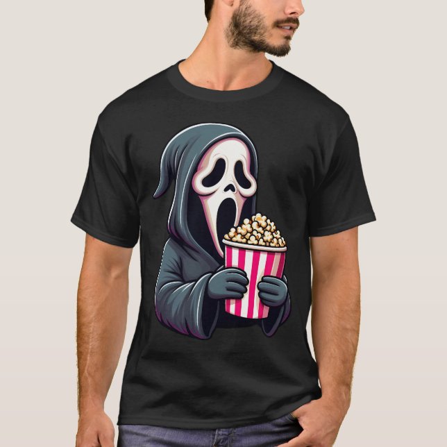 Camiseta Gritar Ghostface - Vamos Assistindo filmes assusta (Frente)