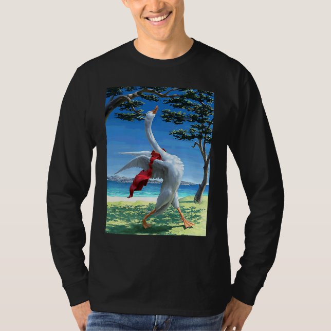 Camiseta Grito de pato ganso rotina matinal (Frente)