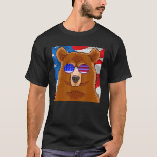 Camiseta Grizzly Bear 4 de julho Homens Patrióticos Mulhere