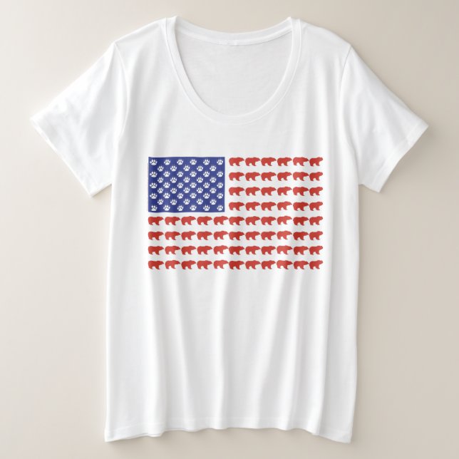 Camiseta Grizzly Bear USA Flag (Frente do Design)