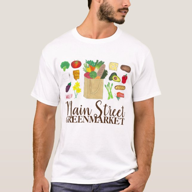 Camiseta Grocería de Greenmarket Comprando Frutas de vegeta (Frente)