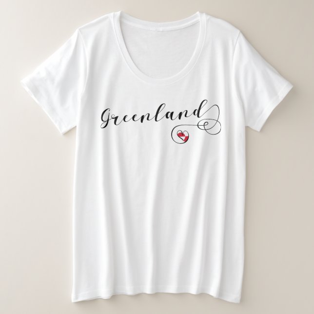 Camiseta Groelândia Flag Heart (Frente do Design)