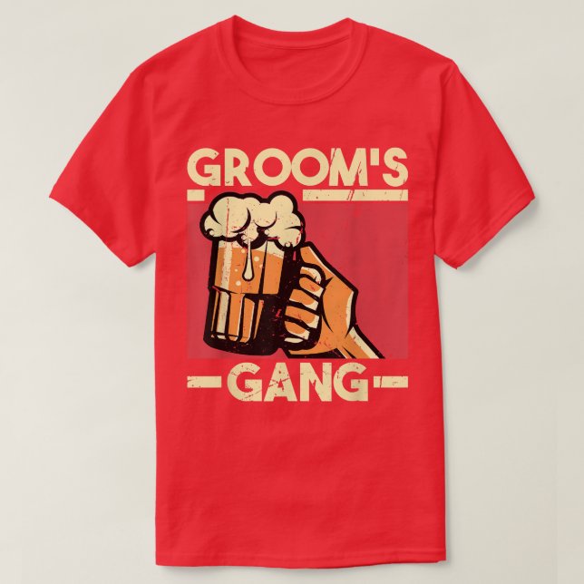 Camiseta Grooms Gang Bachelor Engagement Wedding Party  (Frente do Design)