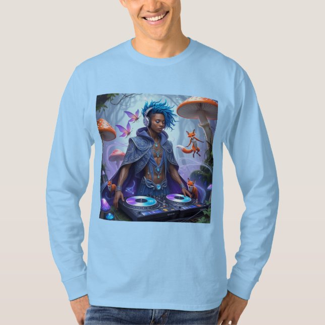 Camiseta Groove Encantado: Design de Capa Mística DJ (Frente)