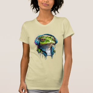 Camiseta Groove Urbano: Sapo Colorido com Fones de ouvido