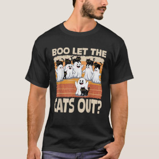 Camiseta Grooveen Halloween Ghost Cats Boo Deixe os Gatos S