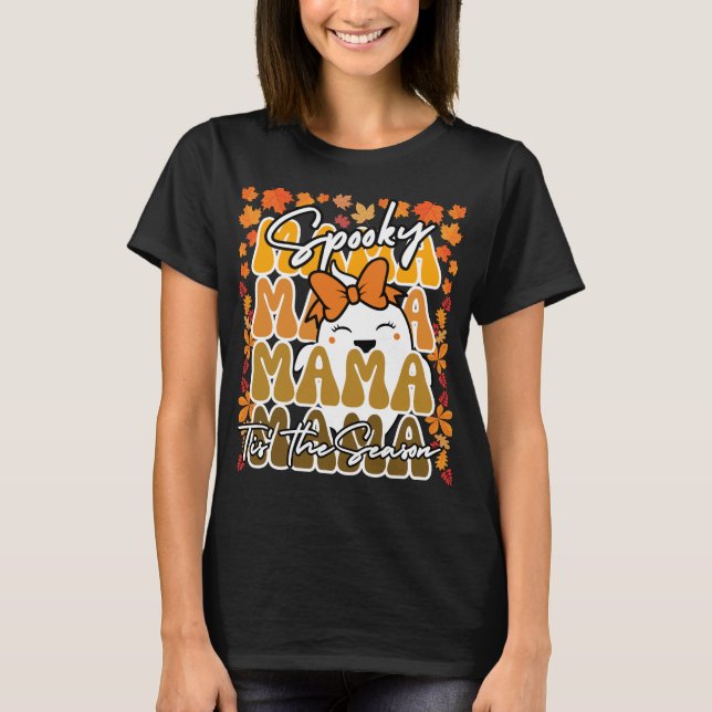 Camiseta Grooveen Halloween Mama Fall Cute Ghost Engraçado (Frente)