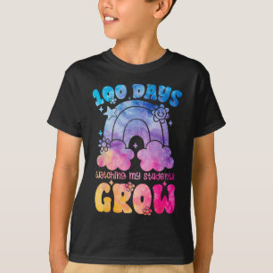 Camiseta Groovy 100 Dias Cultivando Professor de Arco-Íris