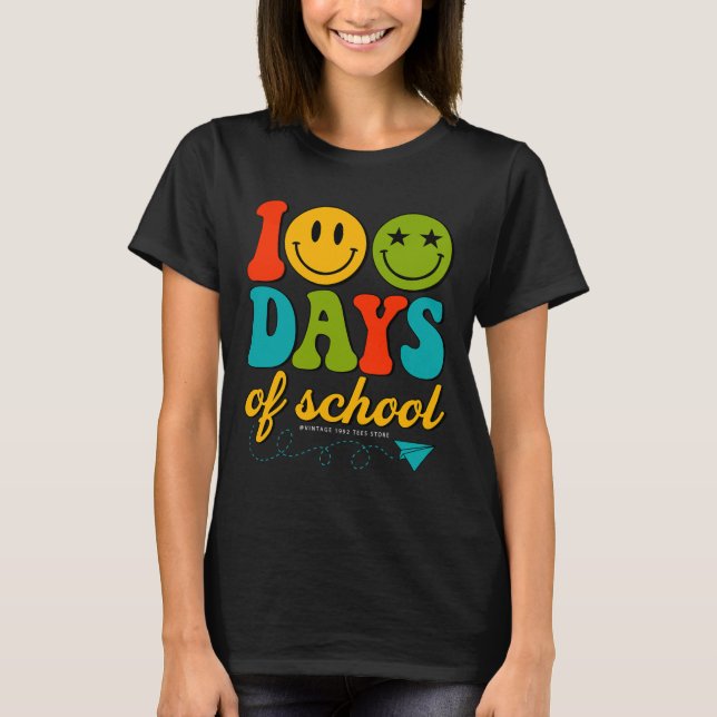 Camiseta Groovy 100 Dias De Professores Professores De Ensi (Frente)