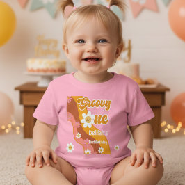 Camiseta Groovy 1 retro vintage primeiro aniversário