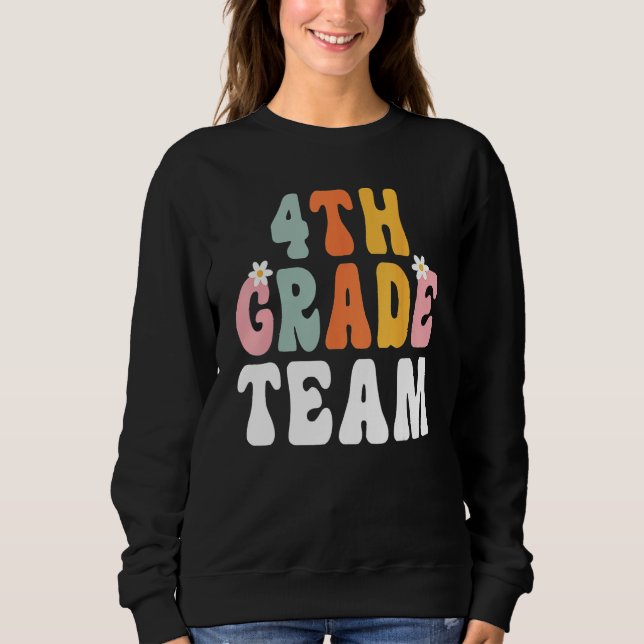 Camiseta Groovy 4th Grade Team Teacher Student  Back To Sch (Frente)