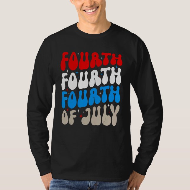 Camiseta Groovy 4th Of July Merica Patriotic American Flag  (Frente)