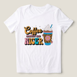 Camiseta Groovy 70s Estampa de Leopardo Café Me Torna Mais