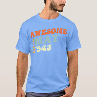 Camiseta Groovy 80 Years Old Awesome Since May 1943 80th fr