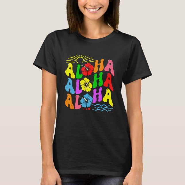 Camiseta Groovy Aloha Hawaii Beach Summer Vacation Family C (Frente)