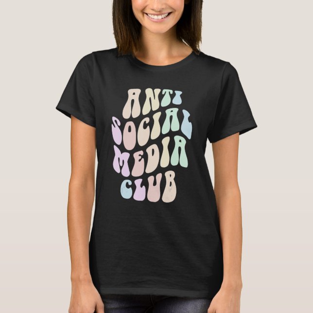 Camiseta Groovy ANTI SOCIAL MEDIA CLUB Retro Introduverter  (Frente)