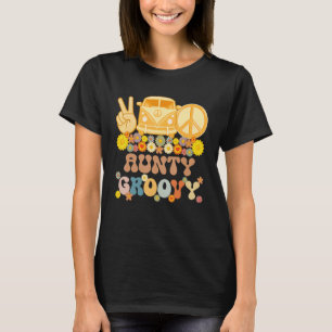 Camiseta Groovy Aunty Hippie Peace Retro Match Party Fam