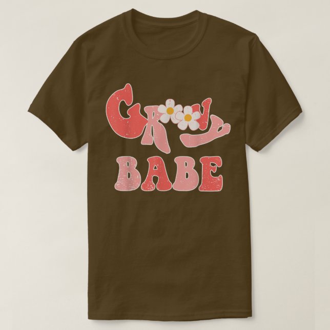 Camiseta Groovy Babe Groovy Bride Hippie Boho Flor (Frente do Design)
