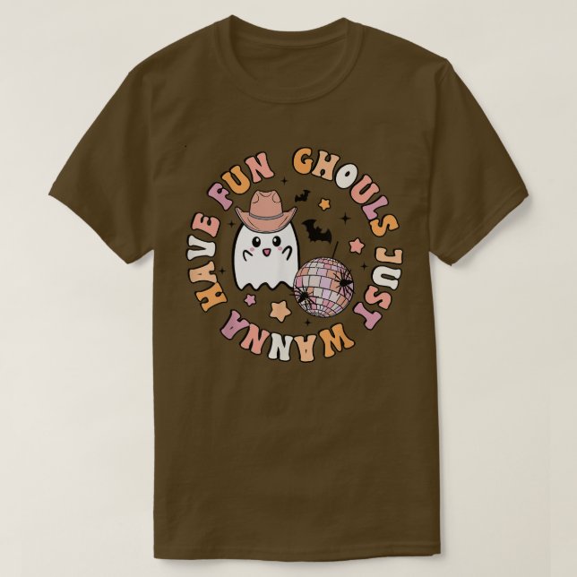 Camiseta Groovy Boho Ghouls Só Quer Divertir-Se Com Hallow (Frente do Design)